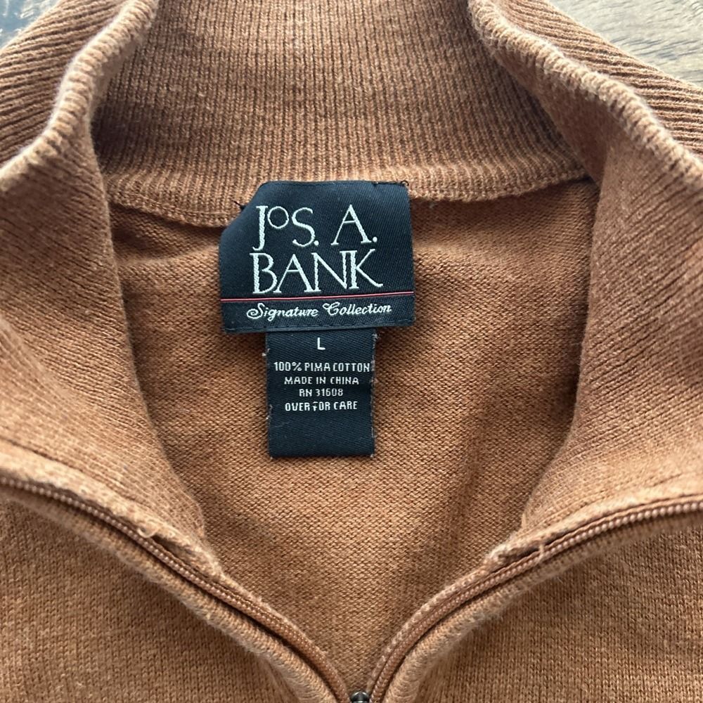 Jos A Bank Signature Collection Men's Large Orange Pima Cotton 1/4 Zip Sweater - Picture 4 of 5